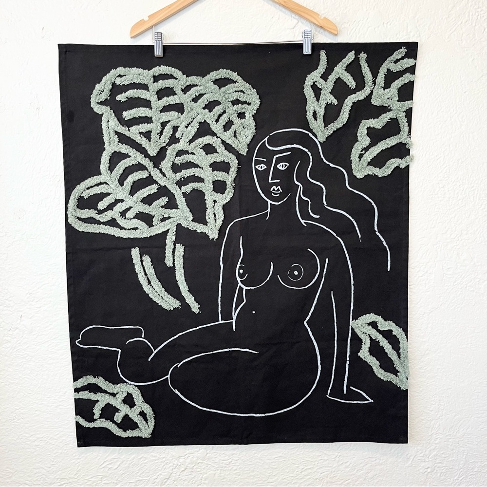 Urban Outfitters Tapestry Woman Hippie Boho Feminist Art Black 30x35